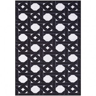 Abani Parker Collection 4' x 6' Cream / Black Contemporary Geometric Rattan Weave Area Rug