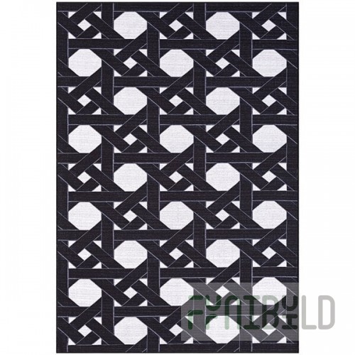 Abani Parker Collection 4' x 6' Cream / Black Contemporary Geometric Rattan Weave Area Rug