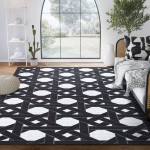 Abani Parker Collection 4' x 6' Cream / Black Contemporary Geometric Rattan Weave Area Rug Abani Parker Collection 4' x 6' Cream / Black Contemporary Geometric Rattan Weave Area Rug
