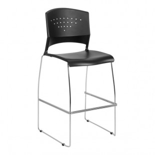 Boss Black Polypropylene Stack Stool with Chrome Sled Frame - 2/Set Boss Black Polypropylene Stack Stool with Chrome Sled Frame - 2/Set