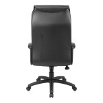 Boss Black LeatherPlus High-Back Executive Chair with Padded Loop Arms and Pillow-Top Cushions