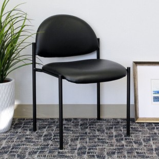 Boss B9505-CS Diamond Black Caressoft Vinyl Stacking Chair Boss B9505-CS Diamond Black Caressoft Vinyl Stacking Chair