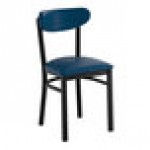 Lancaster Table & Seating Boomerang Black Finish Chair with Navy Vinyl Seat and Back Lancaster Table & Seating Boomerang Black Finish Chair with Navy Vinyl Seat and Back