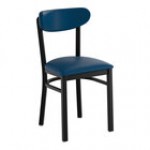 Lancaster Table & Seating Boomerang Black Finish Chair with Navy Vinyl Seat and Back Lancaster Table & Seating Boomerang Black Finish Chair with Navy Vinyl Seat and Back