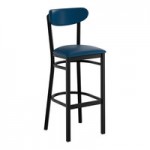 Lancaster Table & Seating Boomerang Black Finish Chair with Navy Vinyl Seat and Back Lancaster Table & Seating Boomerang Black Finish Chair with Navy Vinyl Seat and Back