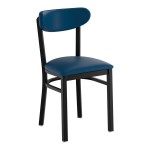 Lancaster Table & Seating Boomerang Black Finish Chair with Navy Vinyl Seat and Back Lancaster Table & Seating Boomerang Black Finish Chair with Navy Vinyl Seat and Back