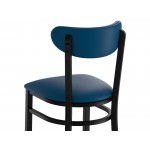 Lancaster Table & Seating Boomerang Black Finish Chair with Navy Vinyl Seat and Back Lancaster Table & Seating Boomerang Black Finish Chair with Navy Vinyl Seat and Back