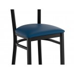 Lancaster Table & Seating Boomerang Black Finish Chair with Navy Vinyl Seat and Back Lancaster Table & Seating Boomerang Black Finish Chair with Navy Vinyl Seat and Back