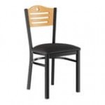 Lancaster Table & Seating Black Finish Side Chair with Light Brown Vinyl Seat and Natural Wood Back - Assembled Lancaster Table & Seating Black Finish Side Chair with Light Brown Vinyl Seat and Natural Wood Back - Assembled