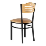 Lancaster Table & Seating Black Finish Side Chair with Light Brown Vinyl Seat and Natural Wood Back - Assembled Lancaster Table & Seating Black Finish Side Chair with Light Brown Vinyl Seat and Natural Wood Back - Assembled
