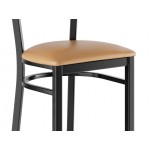 Lancaster Table & Seating Black Finish Side Chair with Light Brown Vinyl Seat and Natural Wood Back - Assembled Lancaster Table & Seating Black Finish Side Chair with Light Brown Vinyl Seat and Natural Wood Back - Assembled