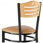 Lancaster Table & Seating Black Finish Side Chair with Light Brown Vinyl Seat and Natural Wood Back - Assembled Lancaster Table & Seating Black Finish Side Chair with Light Brown Vinyl Seat and Natural Wood Back - Assembled