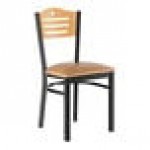 Lancaster Table & Seating Black Finish Side Chair with Light Brown Vinyl Seat and Natural Wood Back - Assembled Lancaster Table & Seating Black Finish Side Chair with Light Brown Vinyl Seat and Natural Wood Back - Assembled