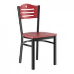 Lancaster Table & Seating Black Finish Side Chair with Light Brown Vinyl Seat and Natural Wood Back - Assembled Lancaster Table & Seating Black Finish Side Chair with Light Brown Vinyl Seat and Natural Wood Back - Assembled