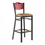 Lancaster Table & Seating Black Finish Side Chair with Light Brown Vinyl Seat and Natural Wood Back - Assembled Lancaster Table & Seating Black Finish Side Chair with Light Brown Vinyl Seat and Natural Wood Back - Assembled