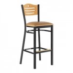 Lancaster Table & Seating Black Finish Side Chair with Light Brown Vinyl Seat and Natural Wood Back - Assembled Lancaster Table & Seating Black Finish Side Chair with Light Brown Vinyl Seat and Natural Wood Back - Assembled