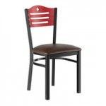 Lancaster Table & Seating Black Finish Side Chair with Light Brown Vinyl Seat and Natural Wood Back - Assembled Lancaster Table & Seating Black Finish Side Chair with Light Brown Vinyl Seat and Natural Wood Back - Assembled