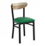 Lancaster Table & Seating Boomerang Black Finish Chair with Green Vinyl Seat and Driftwood Back Lancaster Table & Seating Boomerang Black Finish Chair with Green Vinyl Seat and Driftwood Back