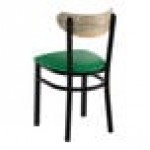 Lancaster Table & Seating Boomerang Black Finish Chair with Green Vinyl Seat and Driftwood Back Lancaster Table & Seating Boomerang Black Finish Chair with Green Vinyl Seat and Driftwood Back