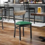 Lancaster Table & Seating Boomerang Black Finish Chair with Green Vinyl Seat and Driftwood Back Lancaster Table & Seating Boomerang Black Finish Chair with Green Vinyl Seat and Driftwood Back
