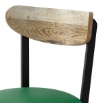 Lancaster Table & Seating Boomerang Black Finish Chair with Green Vinyl Seat and Driftwood Back Lancaster Table & Seating Boomerang Black Finish Chair with Green Vinyl Seat and Driftwood Back
