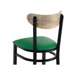 Lancaster Table & Seating Boomerang Black Finish Chair with Green Vinyl Seat and Driftwood Back Lancaster Table & Seating Boomerang Black Finish Chair with Green Vinyl Seat and Driftwood Back