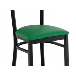 Lancaster Table & Seating Boomerang Black Finish Chair with Green Vinyl Seat and Driftwood Back Lancaster Table & Seating Boomerang Black Finish Chair with Green Vinyl Seat and Driftwood Back