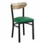 Lancaster Table & Seating Boomerang Black Finish Chair with Green Vinyl Seat and Driftwood Back Lancaster Table & Seating Boomerang Black Finish Chair with Green Vinyl Seat and Driftwood Back