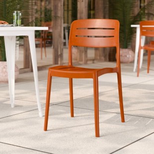 Lancaster Table & Seating Alto Terracotta Slat Back Resin Side Chair Lancaster Table & Seating Alto Terracotta Slat Back Resin Side Chair