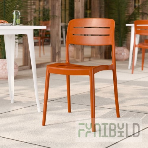 Lancaster Table & Seating Alto Terracotta Slat Back Resin Side Chair