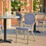 Lancaster Table & Seating Bistro Blue and White Teslin Outdoor Side Chair Lancaster Table & Seating Bistro Blue and White Teslin Outdoor Side Chair
