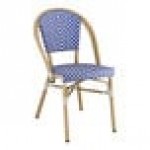 Lancaster Table & Seating Bistro Blue and White Teslin Outdoor Side Chair Lancaster Table & Seating Bistro Blue and White Teslin Outdoor Side Chair