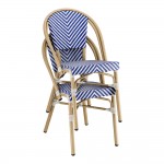 Lancaster Table & Seating Bistro Blue and White Teslin Outdoor Side Chair Lancaster Table & Seating Bistro Blue and White Teslin Outdoor Side Chair