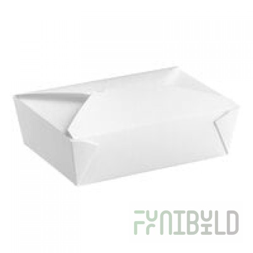 Fold-Pak 03BPWHITEM Bio-Pak White Microwavable Paper #3 Take-Out Containers 7 3/4