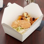 Fold-Pak 03BPWHITEM Bio-Pak White Microwavable Paper #3 Take-Out Containers 7 3/4