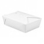 Fold-Pak 03BPWHITEM Bio-Pak White Microwavable Paper #3 Take-Out Containers 7 3/4