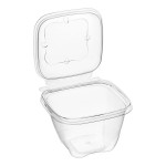 Inline Plastics Safe-T-Chef 32 oz. Tamper-Resistant, Tamper-Evident Vented Square Hinged Container with Dome Lid - 224/Case