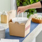 Sabert Soup-N-Serve 128 oz. White Plastic Container and Kraft Corrugated Cardboard Box Set - 15/Case Sabert Soup-N-Serve 128 oz. White Plastic Container and Kraft Corrugated Cardboard Box Set - 15/Case