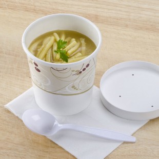 Solo KH16A-J8000 Symphony Print 16 oz. Double Poly-Paper Soup / Hot Food Cup with Vented Paper Lid - 250/Case Solo KH16A-J8000 Symphony Print 16 oz. Double Poly-Paper Soup / Hot Food Cup with Vented Paper Lid - 250/Case