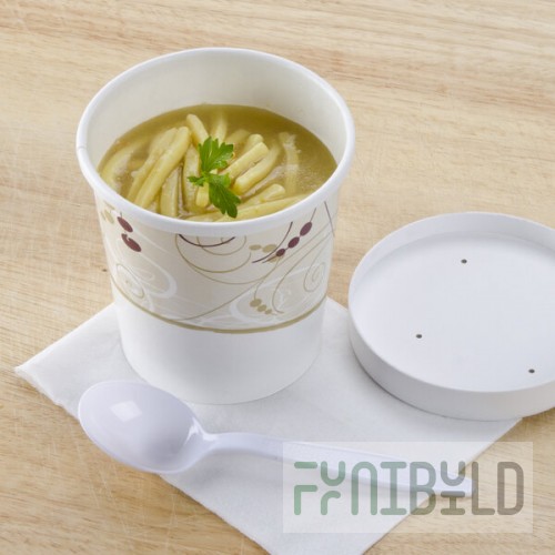 Solo KH16A-J8000 Symphony Print 16 oz. Double Poly-Paper Soup / Hot Food Cup with Vented Paper Lid - 250/Case