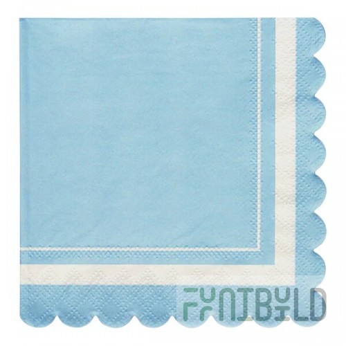 Sophistiplate Sky Blue Scalloped Edge Paper Cocktail Napkin - 240/Case