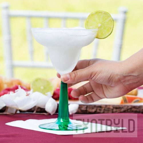 Fineline Flairware 2312-GRN 12 oz. 2-Piece Plastic Margarita with Green Base - 96/Case