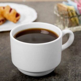Libbey Slenda 9 oz. Royal Rideau White Stacking Porcelain Tea Cup - Sample Libbey Slenda 9 oz. Royal Rideau White Stacking Porcelain Tea Cup - Sample