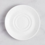 Acopa Lore 3 oz. Bright White Stackable Porcelain Espresso Cup - Sample