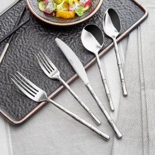 Acopa Heika 18/10 Stainless Steel Extra Heavy Weight Flatware 5 Piece Set - Sample