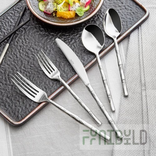 Acopa Heika 18/10 Stainless Steel Extra Heavy Weight Flatware 5 Piece Set - Sample