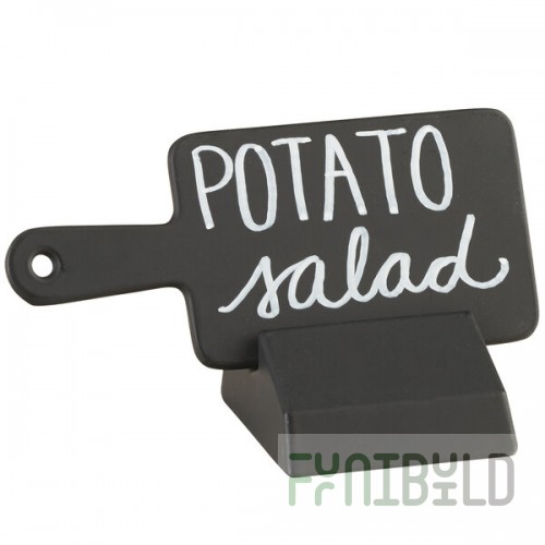 Cal-Mil 3345-13 Black Write-On Paddle Sign with Stand - 4 1/2
