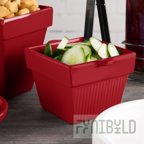 TableCraft CW1460R 1.5 Qt. Red Cast Aluminum Square Condiment Bowl