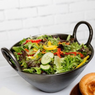 10 Strawberry Street LODO-14HNDBWL-BLK Lodo 96 oz. Raw Black Handled Metal Bowl - 2/Case
