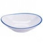 GET B-100-W/CB Settlement Bistro 10 oz. White Enamelware Melamine Shallow Bowl with Cobalt Blue Trim - 24/Case GET B-100-W/CB Settlement Bistro 10 oz. White Enamelware Melamine Shallow Bowl with Cobalt Blue Trim - 24/Case